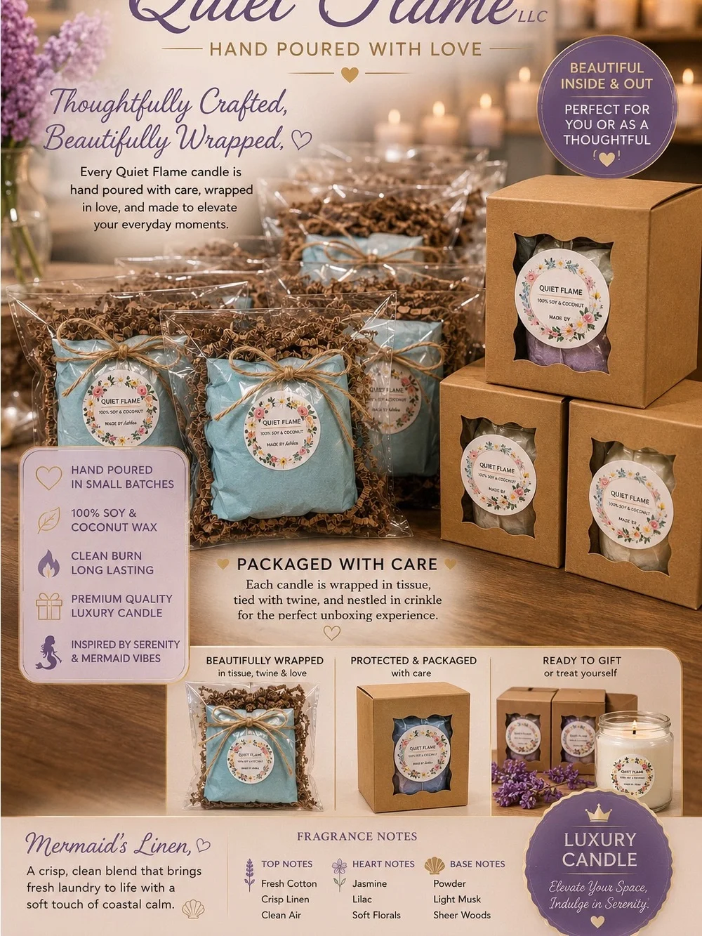 Quiet Flame(SCENT OF THE MONTH) Mermaid's Garden 🍃🍃🧜‍♀️🕯️